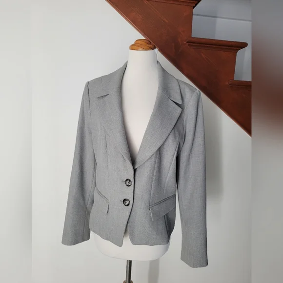 White House Black Market Gray Blazer Women's Size 14 - Picture 4 of 5